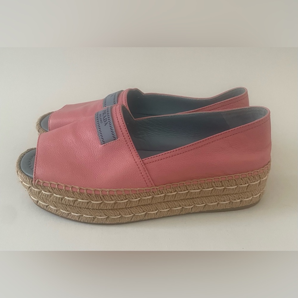 Prada RARE Pink Leather Espadrilles with Open Toe